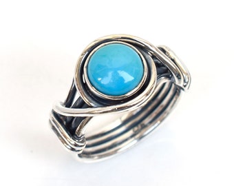 Sleeping Beauty Turquoise Ring: Handmade Sterling Silver Arizona Gemstone
