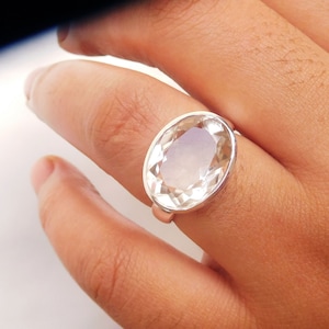 Natural Crystal quartz Clear quartz Ring, Rock Crystal quartz Ring, Statement Ring, 925 Sterling Silver Handmade Ring, Fine Silver Ring-U430