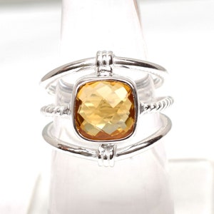 Anillo de citrino de plata esterlina hecho a mano: joyería con la piedra natal de noviembre