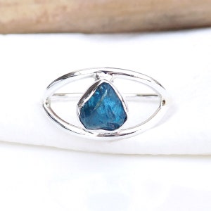 Apatite Ring, Raw Apatite Ring, Apatite Crystal Ring, 925 Sterling silver Apatite Ring, Raw Chunk Apatite Ring, Blue Apatite Ring-SR152