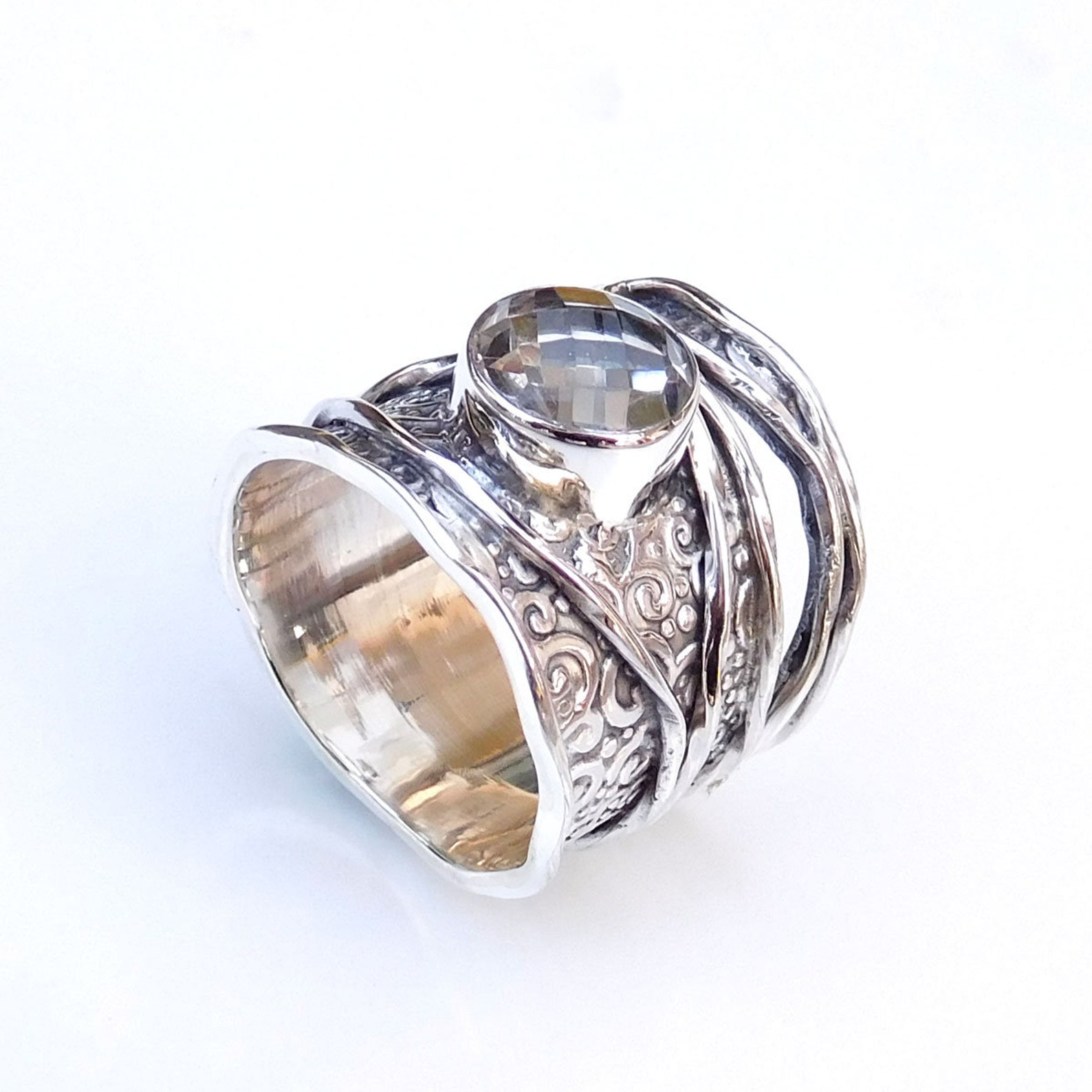 Crystal Quartz Ring Clear Quartz Ring 925 Sterling Silver - Etsy