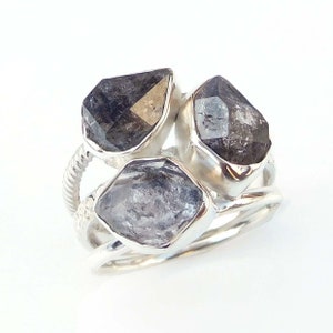 Herkimer Diamond Ring, Natural Herkimer Diamond Ring, Raw Diamond Ring, Raw Crystal Ring, 925 Sterling Silver Herkimer Diamond Ring-U288-