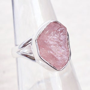 Pink Morganite Ring, Natural Pink Morganite Crystal Ring, 925 Sterling Silver Morganite Jewelry, Natural Raw Healing gemstone Ring-U281