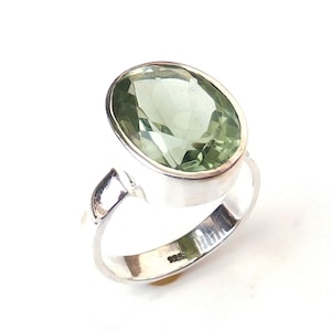 Natural Green Amethyst Ring, 12x16 mm Green Amethyst Ring, 925 Sterling Silver Amethyst Ring, Statement Ring, Genuine Green Amethyst-U229