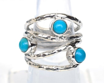 Handmade Arizona Turquoise Ring: 925 Sterling Silver, Sleeping Beauty Stone