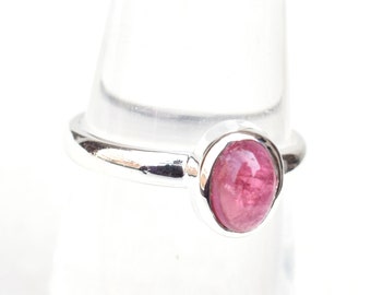 Pink Tourmaline Ring, Pink Stone Ring, Love Gift Pink Stone Ring, Stackable Ring, Stack Ring, Fine Silver Ring, 5x7 mm Oval Ring, Rings