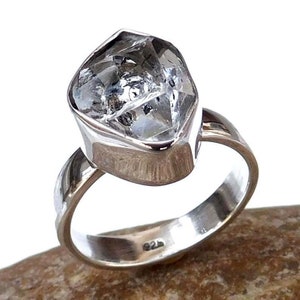 Raw Herkimer Diamond Ring: Sterling Silver Statement Jewelry
