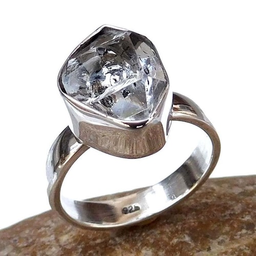 925 Sterling Silver Raw Herkimer Diamond Ring Herkimer Etsy