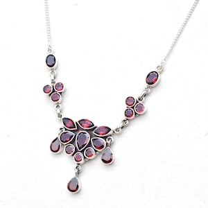 Natural Garnet Necklace, 925 Sterling Silver Garnet Necklace, Handmade Silver Gemstone Necklace, Gift Necklace, Birthstone Garnet Necklace