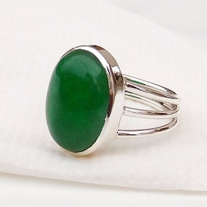 Green Jade Ring, Jade Ring, Green Ring, Birthstone Green Jade Ring, Natural Green Jade Ring, 925 Sterling silver Green jade Ring-U069