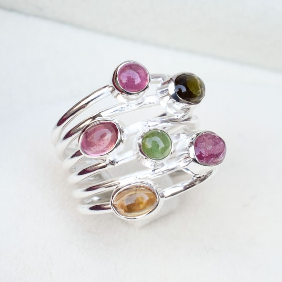 Anello Con Tormalina Multicolore Argento 925 – Gioiello Naturale Regalo