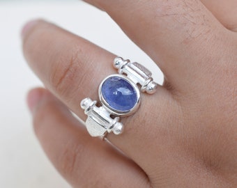 Natural Blue Tanzanite Ring, Birthstone Tanzanite Ring, Handmade 925 Sterling Silver Tanzanite Ring, One of Kind Handmade Rings-U431