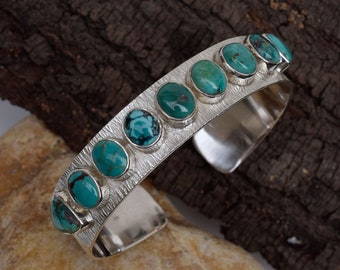 Handmade Tibet Turquoise Sterling Silver Cuff Bracelet