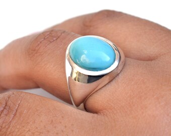 Sleeping Beauty Turquoise Ring: Handmade 925 Sterling Silver Statement Ring