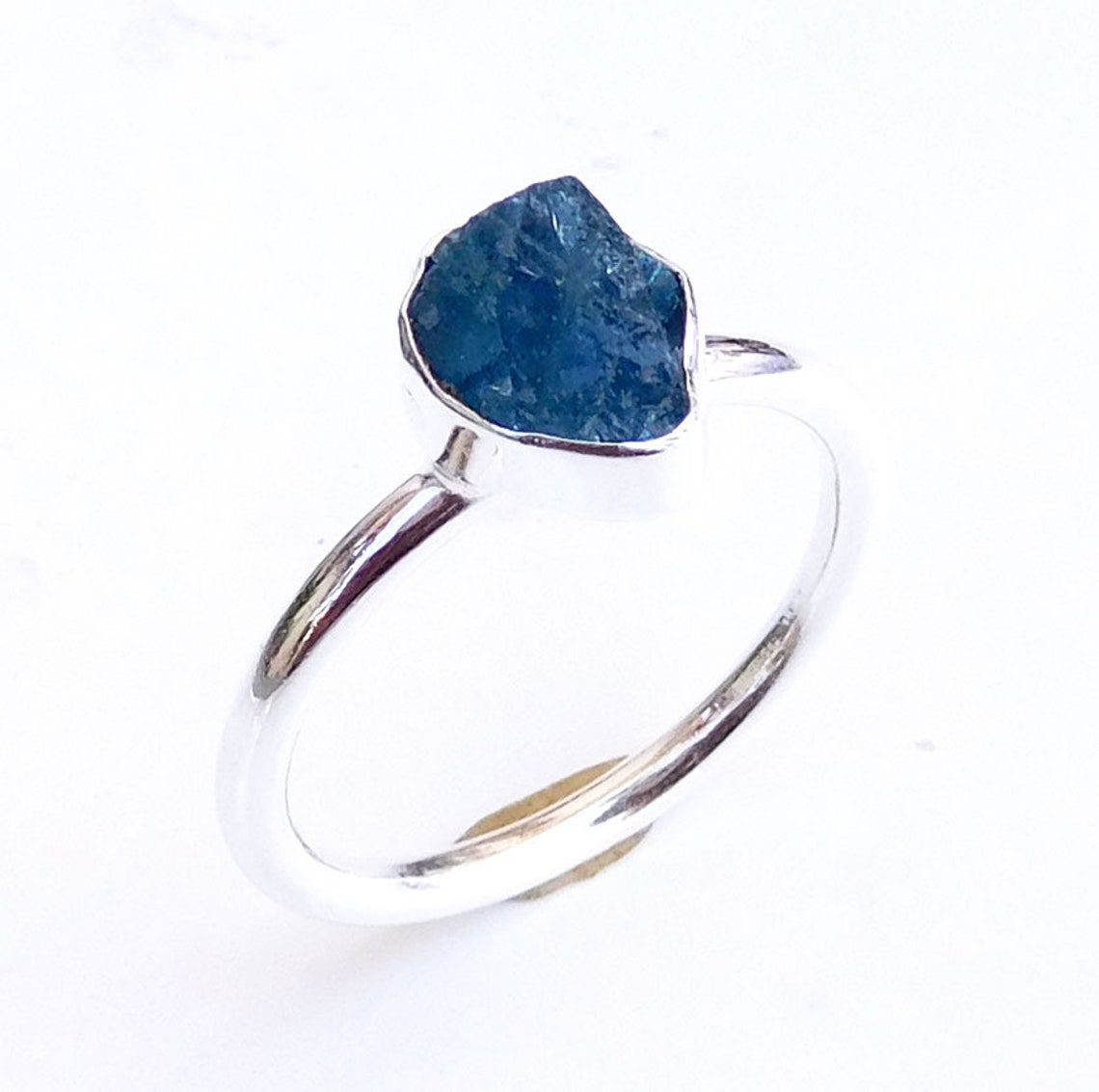 Natural Apatite Ring Raw Apatite Ring Blue Apatite Ring - Etsy