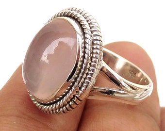 Rose quartz Ring, Pink Stone Ring, 925 Sterling Silver Rose quartz Ring, Pink Stone Ring, Handmade Ring, Rose Ring, Statement Ring-U242