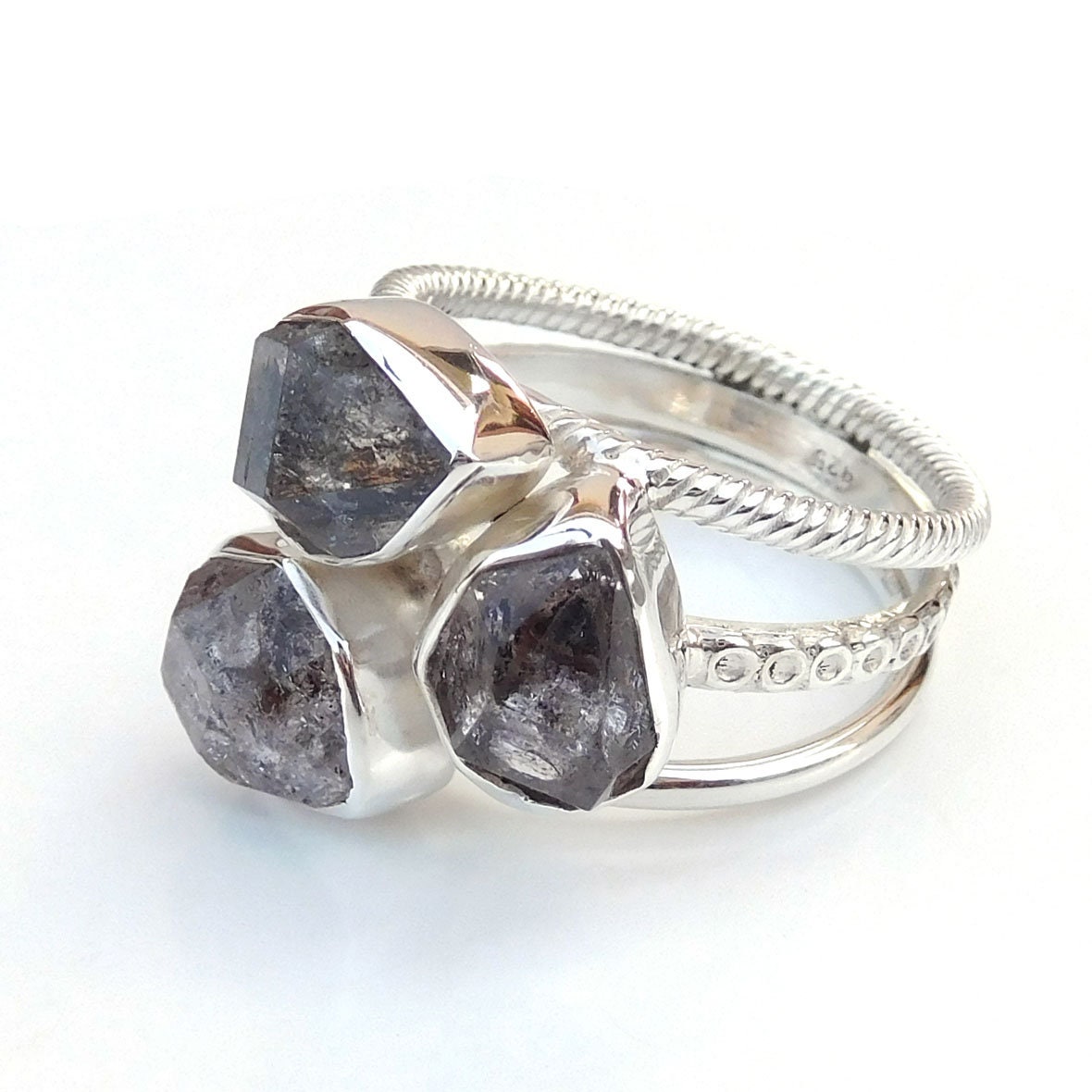top quality guarantee Herkimer Diamond Ring, Natural Raw Crystal 925 ...