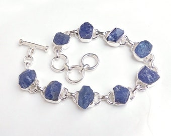 Tansanit Kristall Armband: Handgemachter 925 Sterling Silber Edelstein
