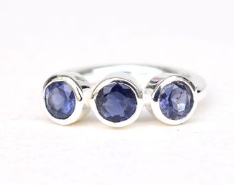 Handmade Iolite 925 Sterling Silver Ring, March Birthstone, Statement Ring