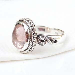 Morganite Ring, Natural Pink Morganite Ring, 925 Sterling Silver Pink Morganite Ring, Handmade Silver Morganite Ring Unique Ring-U280