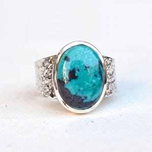 Men&#39;s Handmade Sterling Silver Ring: Tibet Turquoise Gemstone