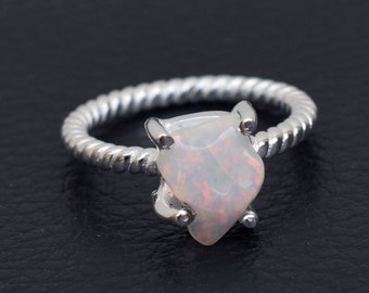 Bague opale éthiopienne brute : bijoux en argent sterling avec pierres précieuses