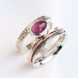 13 mm Band Tourmaline Ring, 925 Sterling Silver Tourmaline Ring, Pink Tourmaline Ring, Handmade Silver Gemstone Ring-U265