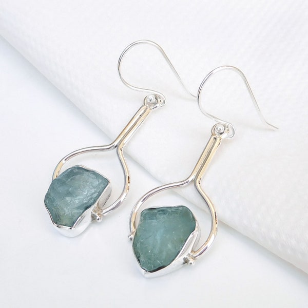 Aquamarine Earring, Birthstone Aquamarine Earring, 925 Sterling silver Aquamarine Earring, Vintage Aquamarine Earring, Handmade Earring-U153