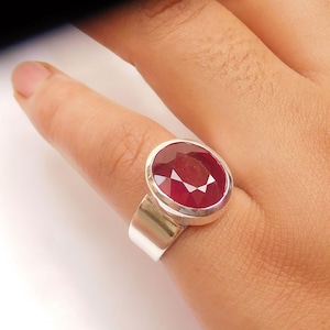 Red Ruby Ring Natural Ruby Ring Birthstone Ruby Ring 925 Sterling Silver Red Ruby Ring, Ruby Jewelry Handmade Ring
