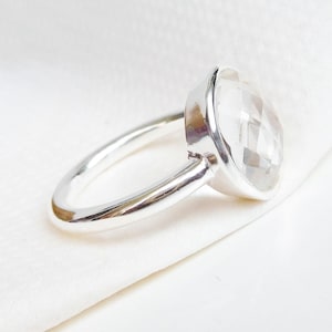 Natural Clear quartz Ring Crystal quartz Ring 925 Sterling Silver Rock Crystal quartz Ring Stackable Ring Handmade Silver Ring, Gift Ring