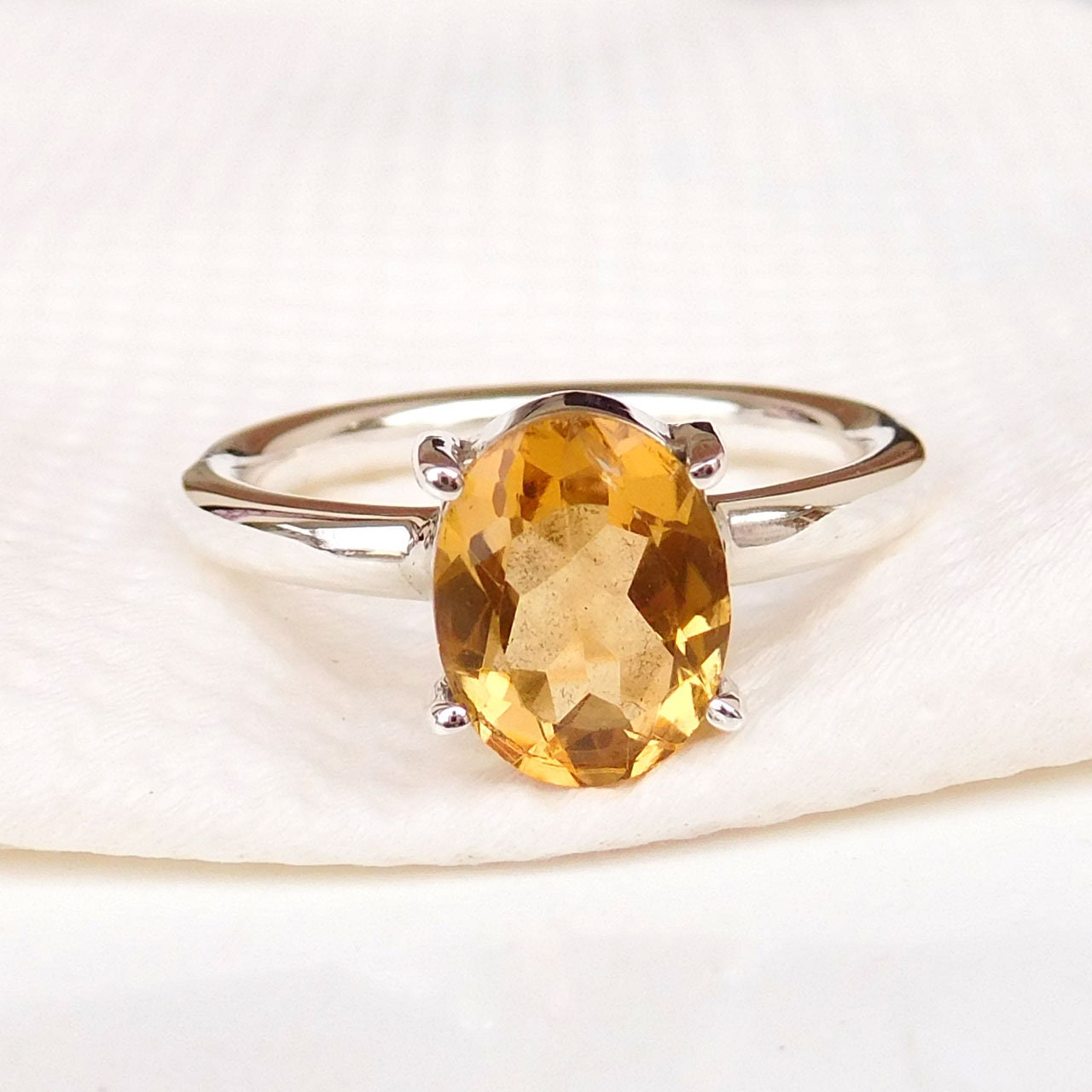 Anillo citrino natural anillo citrino apilable anillo Etsy