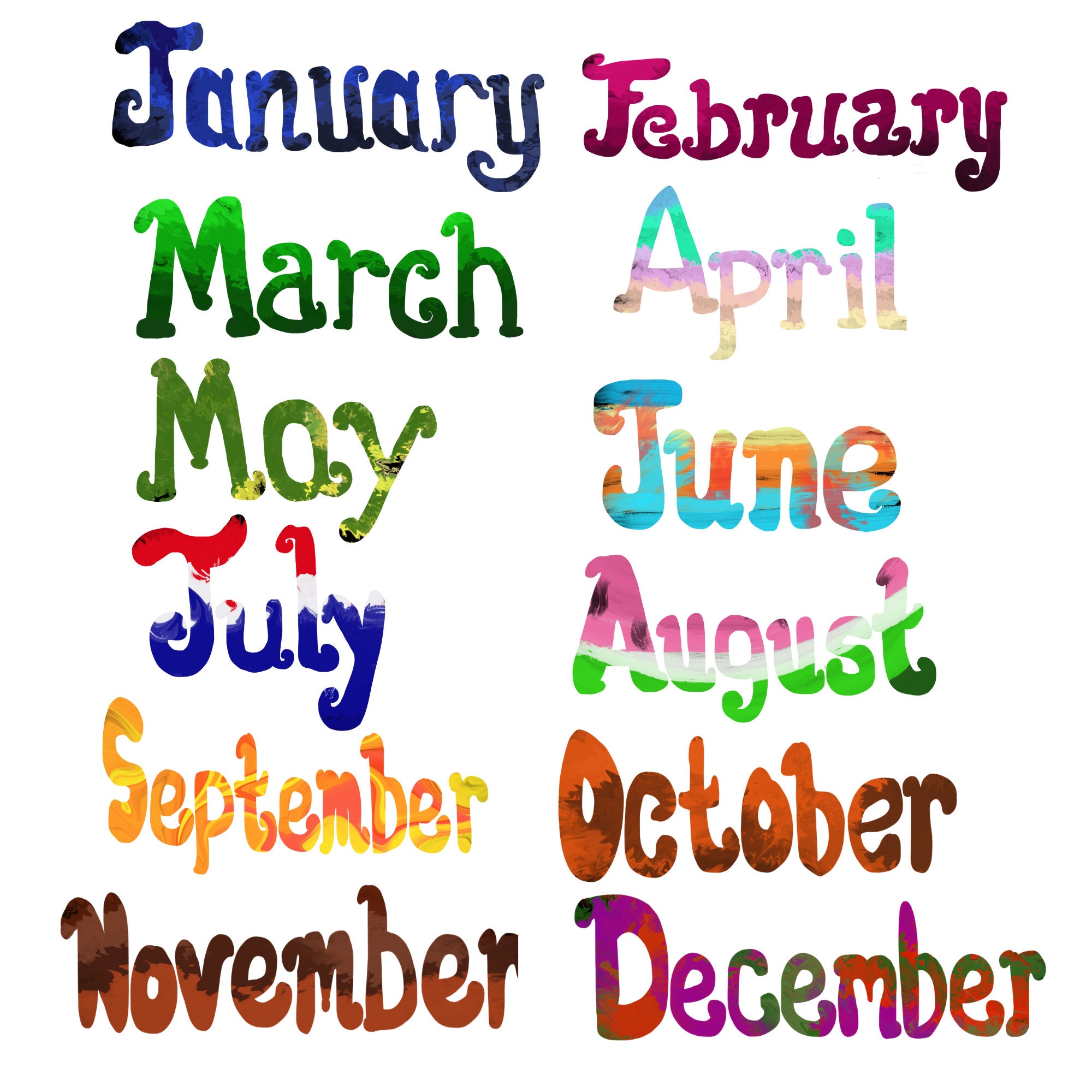 Months Of The Year Calendar Clipart