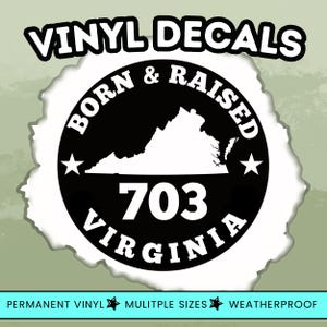 Virginia State Pride Decal: Custom Area Code Vinyl Sticker