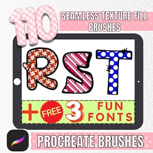 Seamless Pattern Brushes for Procreate, Texture Fill for Lettering, Stripe Polka Dot Floral  Bundle