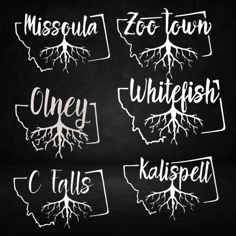 Whitefish Montana Vinyl Decal With Montana Roots Etsy