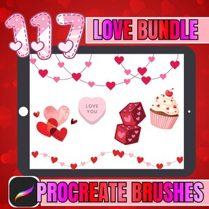 Valentine's Procreate Brush Bundle: Heart Stamps and Seamless Designs (Digital Download)
