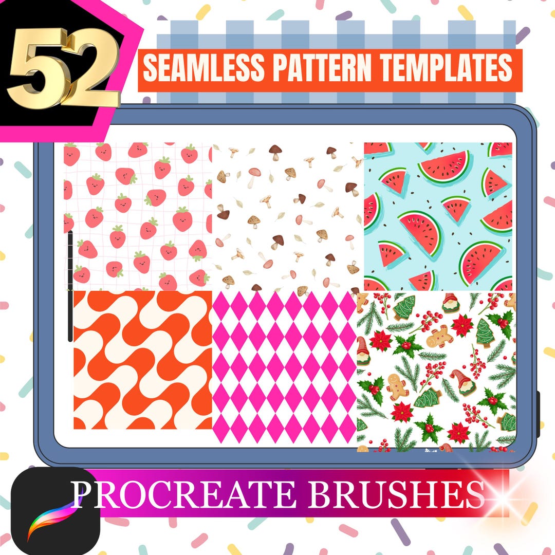 Seamless Pattern Templates for Procreate Plus Free Cottage Core Boho ...