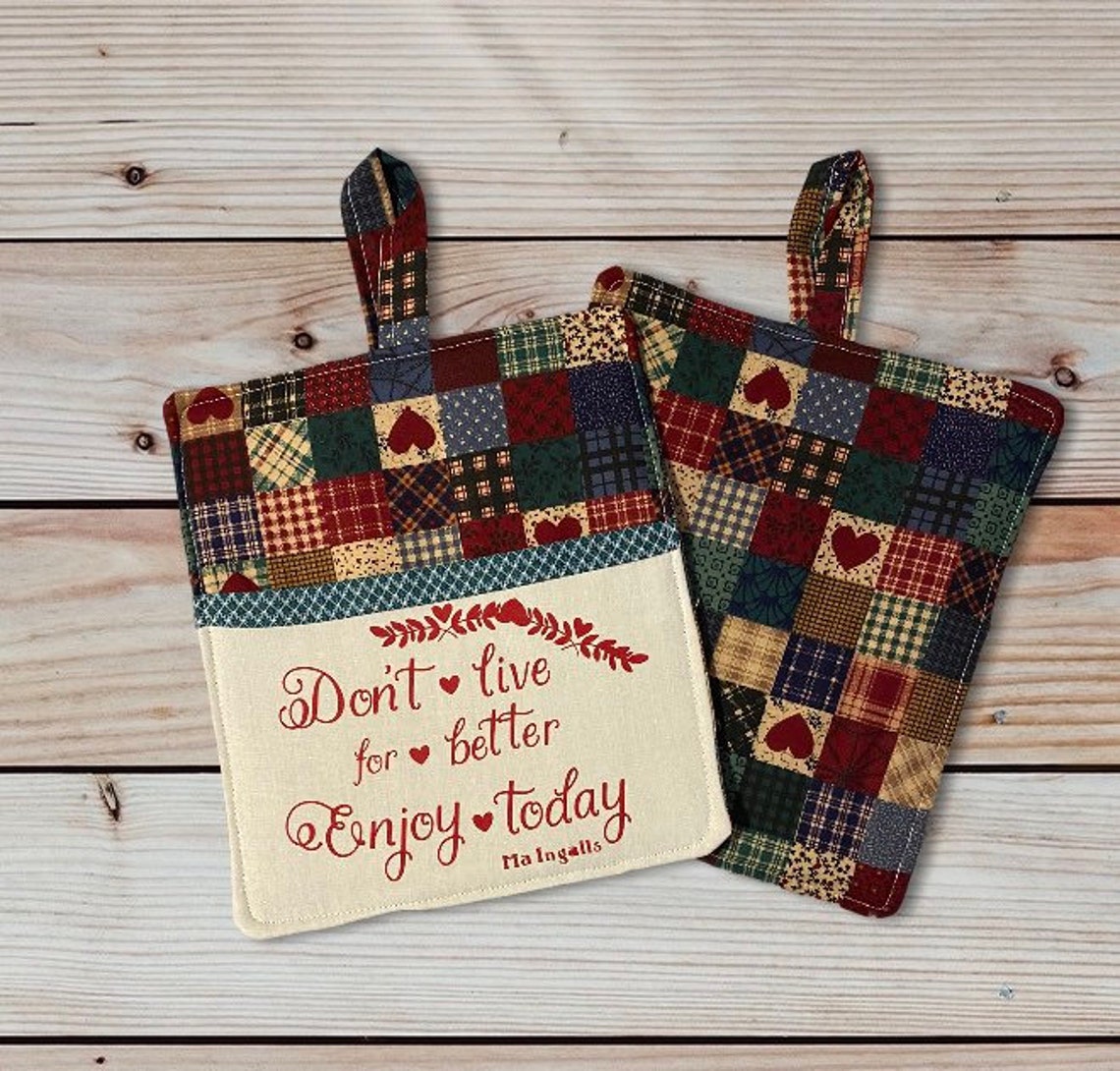 Pot Holder set handmade potholder set gifts custom saying Etsy