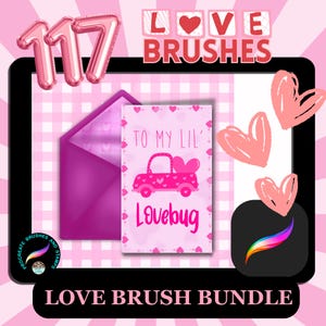 Valentine&#39;s Procreate Brush Bundle: Heart Stamps and Seamless Designs (Digital Download)