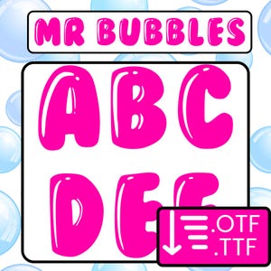 Mr. Bubbles Font: Shiny Bubbly Retro Font for Procreate (TTF Digital Download)
