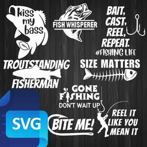 Paquete de diseños de pesca PNG y SVG / Proyecto de bricolaje para amantes de los pescadores Descarga digital