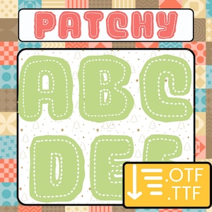 Embroidery Font For Holiday Card Making | Sewing Patchwork Font Art