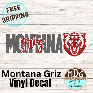 Montana Griz Car Decals | Mirror Decals | Gifts for Her | University of Montana | Montana Griz Stickers, Custom Vinyl Decal