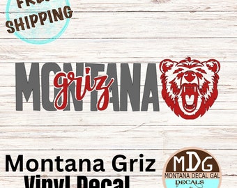 Montana Griz Car Decals | Mirror Decals | Gifts for Her | University of Montana | Montana Griz Stickers, Custom Vinyl Decal