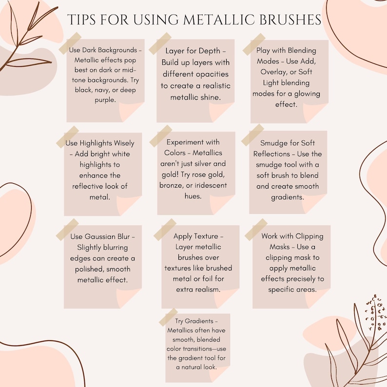 Metallic Procreate Brushes | Shiny, Reflective, Foil & Chrome Texture ...