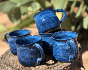 4 cup set Blue Mugs approx. 18 oz