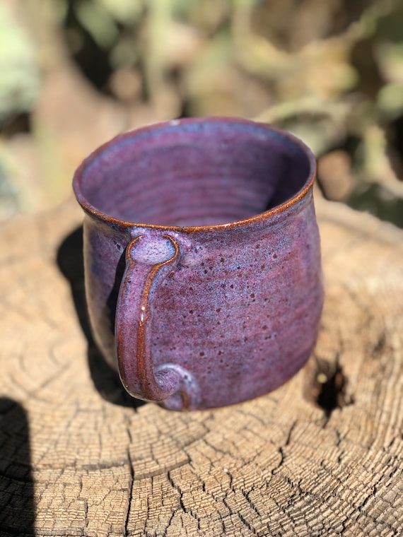 16-20oz. Purple mug cup handmade pottery