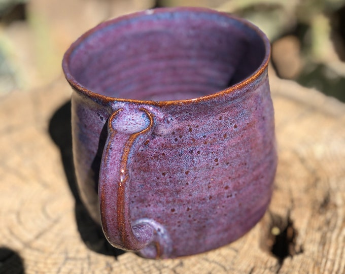 18-20oz. Purple mug cup handmade pottery