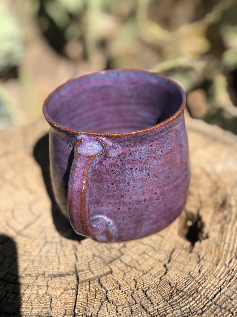 16-20oz. Purple mug cup handmade pottery