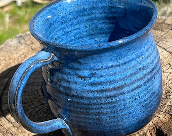 Blue ceramic mug cup, 16-20 ounces